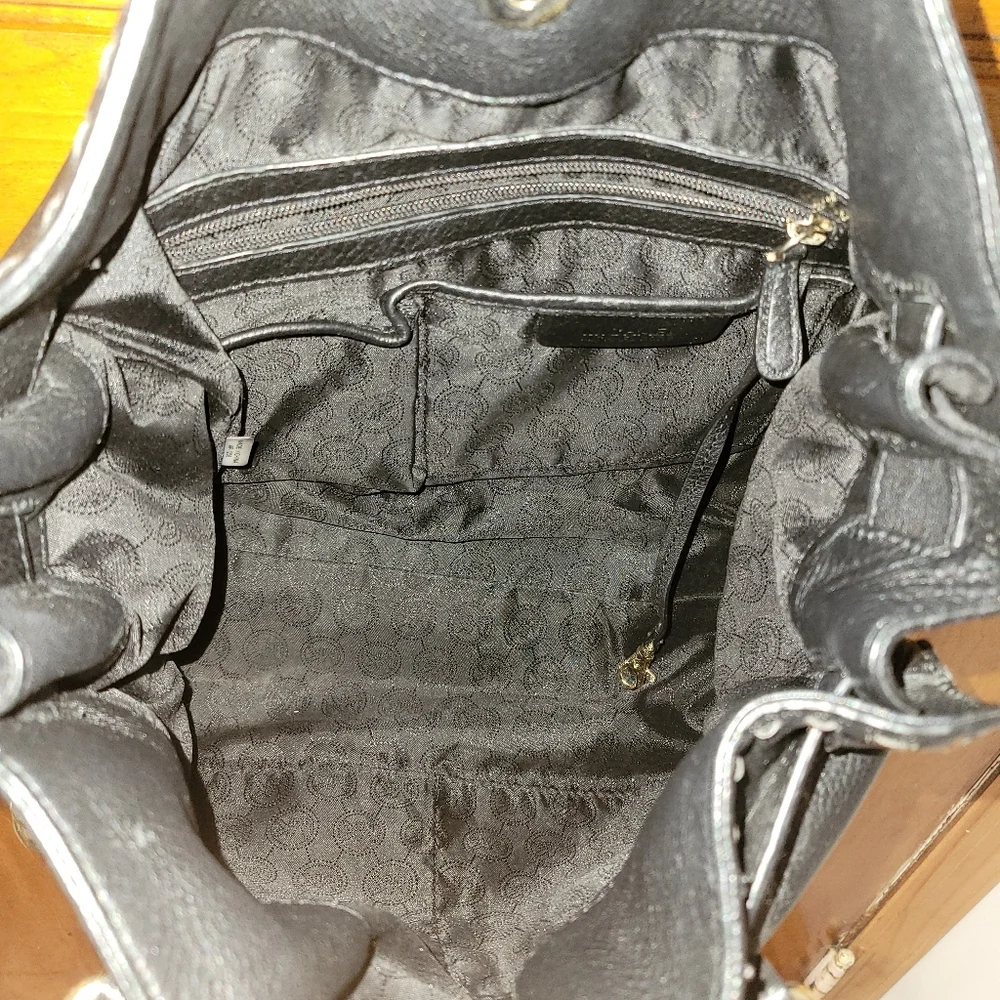 Michael Kors Hamilton Black Leather Satchel Shoulder Bag - Picture 10 of 16